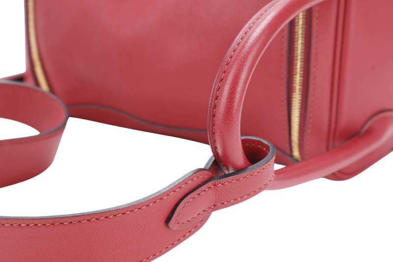 HERMES LINDY 26 ROUGE GRENAT SWIFT LEATHER GOLD HARDWARE STAMP X (YEAR 2016) WITH DUST COVER, INNER COMPARTMENT AND RAINCOAT
