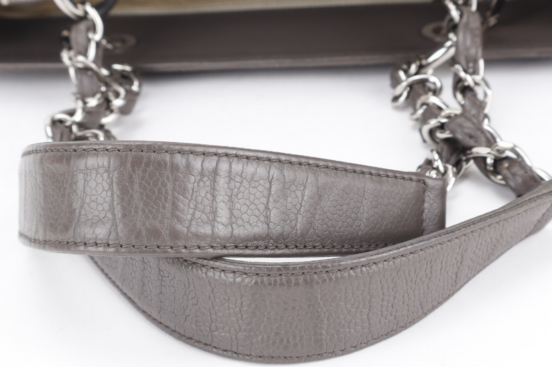 CHANEL GRAND SHOPPING TOTE (1503xxxx) GREY CAVIAR LEATHER SILVER HARDWARE WITH CARD NO DUST COVER