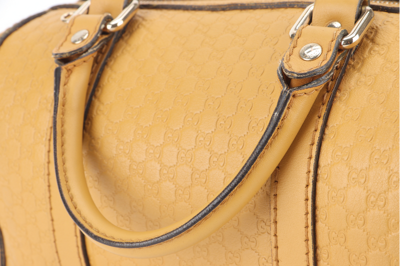 GUCCI MICROGUCCISSIMA JOY BOSTON BAG MUSTARD YELLOW LEATHER GOLD HARDWARE NO DUST COVER