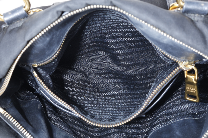 PRADA BN1903 TOP HANDLE BLACK NYLON GOLD HARDWARE NO DUST COVER