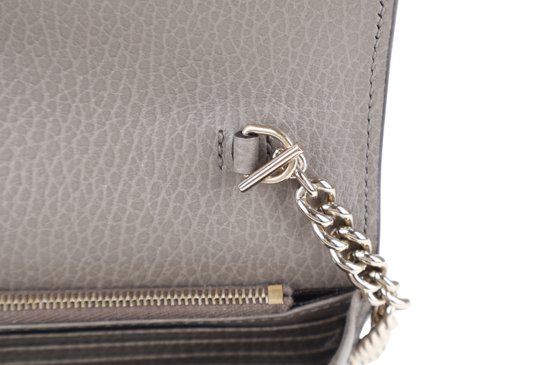 GUCCI INTERLOCKING G W.O.C GREY LEATHER GOLD HARDWARE NO DUST COVER