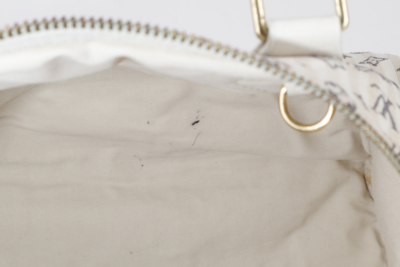 LOUIS VUITTON SPEEDY 30 WHITE MONOGRAM MINI LIN CANVAS GOLD HARDWARE NO DUST COVER