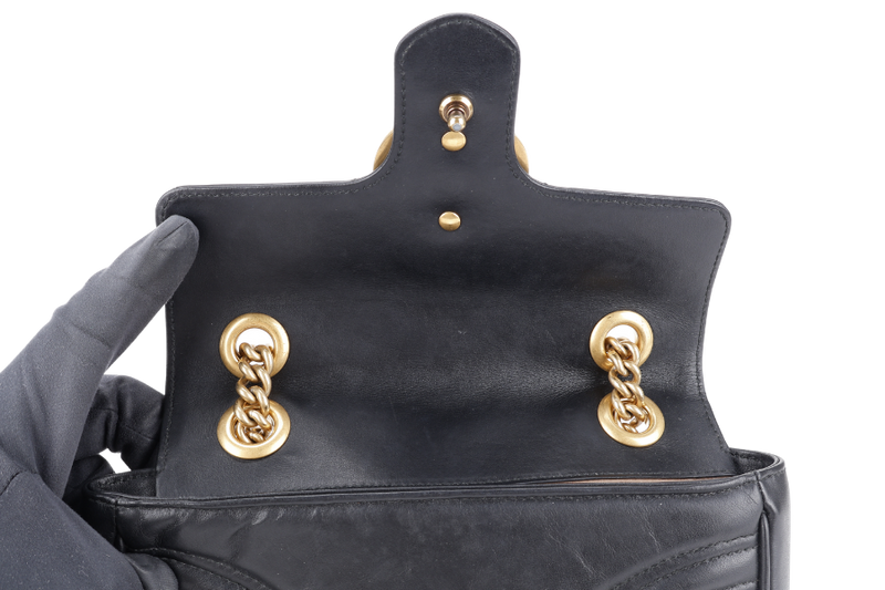 GUCCI MARMONT SMALL BLACK LEATHER GOLD HARDWARE WITH DUST COVER