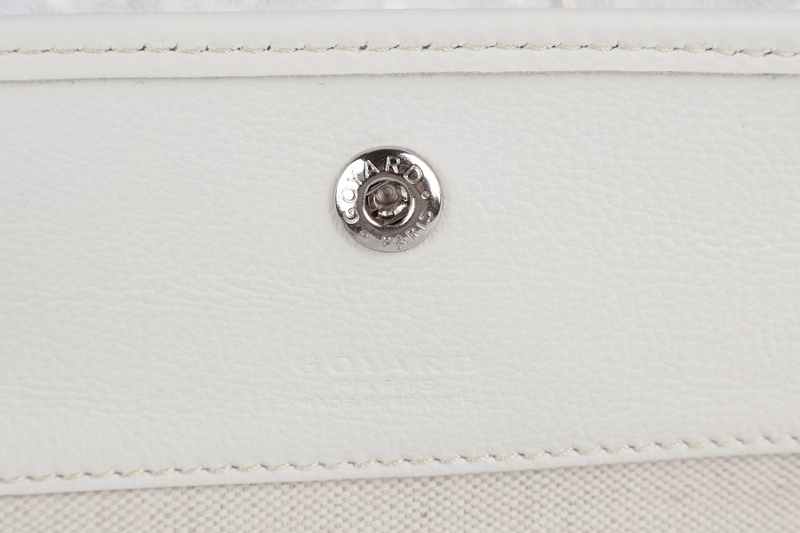 GOYARD SAINT LOUIS PM WHITE GOYARDINE SILVER & GREY LINES WITH POUCH WITH DUST COVER