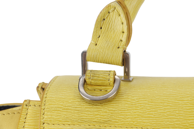 CELINE TRAPEZE SATCHEL YELLOW CALFSKIN LEATHER SILVER HARDWARE WITH STRAPS NO DUST COVER