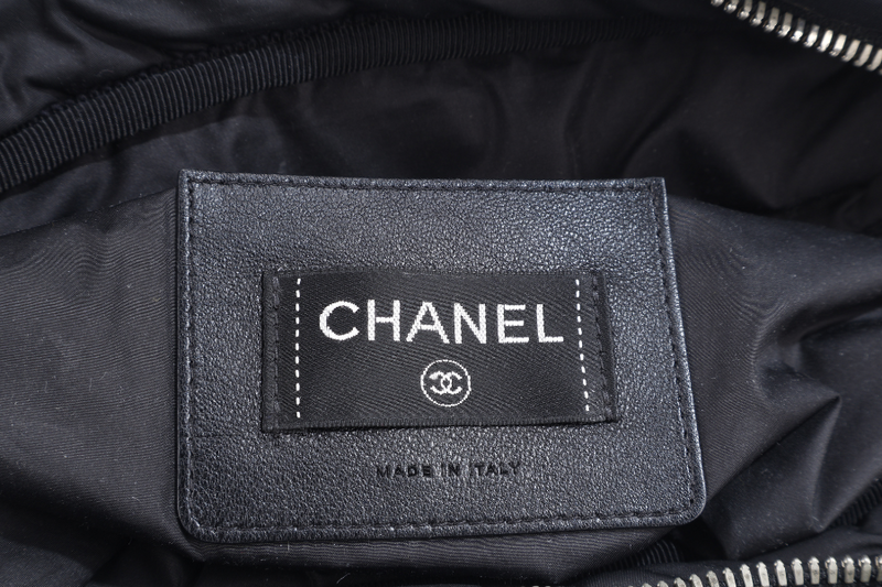 CHANEL DOUDOUNE CROSSBODY (2654xxxx) BLACK NYLON SILVER HARDWARE WITH CARD AND DUST COVER