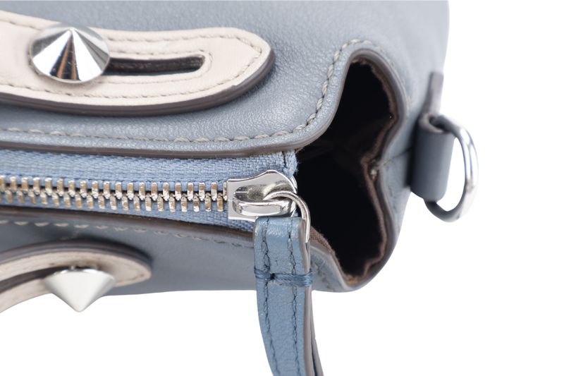 FENDI BY THE WAY SHOULDER BAG MEDIUM BLUE LEATHER SILVER HARDWARE WITH LONG STRAPS NO DUST COVER