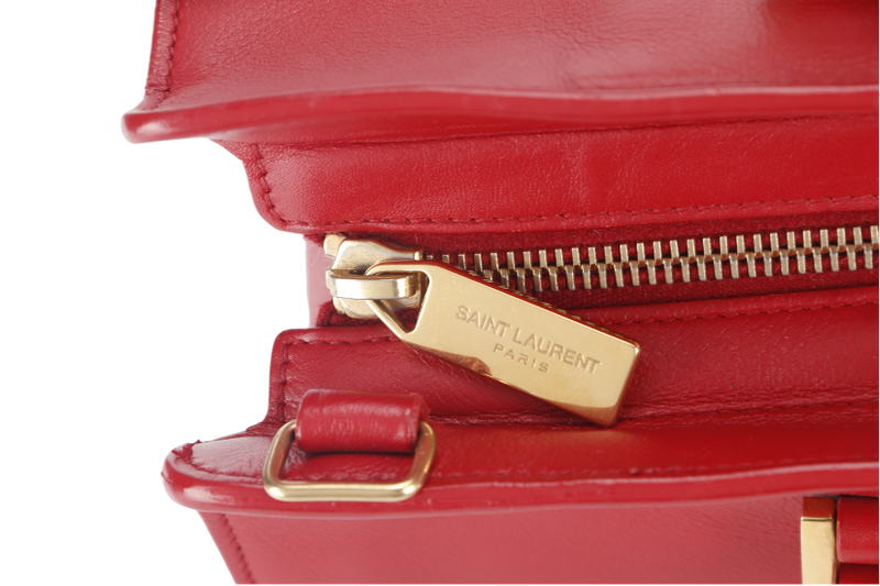 SAINT LAURENT CLASSIC Y CABAS (311210) SMALL RED LEATHER GOLD HARDWARE NO DUST COVER