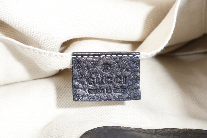 GUCCI BAMBOO BLACK LEATHER BACKPACK WITH DUST COVER