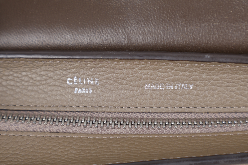 CELINE TRAPEZE BROWN SUEDE CALF SKIN LEATHER SILVER HARDWARE WITH STRAPS