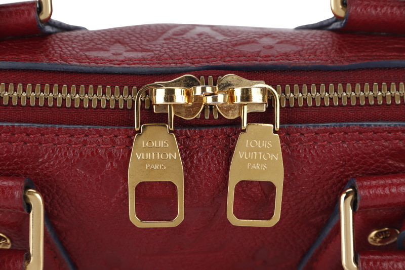 LOUIS VUITTON ALMA NEO BB (M44829) CHERRY BERRY EMPREINTE LEATHER GOLD HARDWARE WITH STRAP, LOCK& KEYS, DUST COVER AND BOX