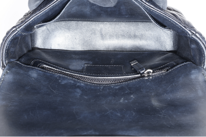 CHRISTINE DIOR CARO BLACK SMALL LEATHER 2WAYS BAG PALLADIUM HARDWARE NO DUST COVER