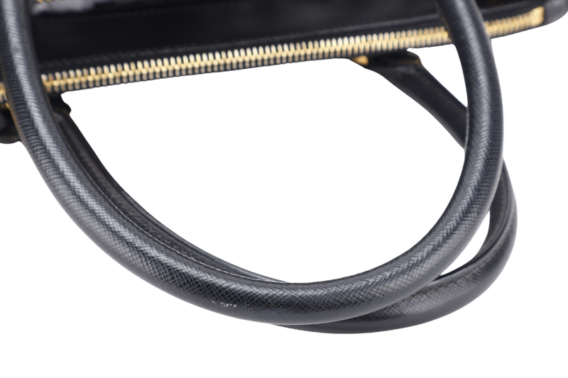 PRADA BLACK GALLERIA SMALL SAFFIANO LEATHER GOLD HARDWARE WITH STRAPS NO DUST COVER