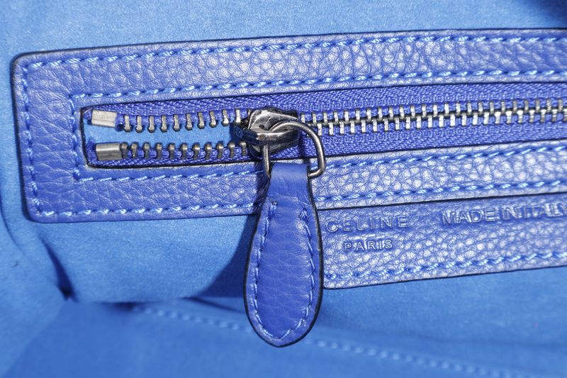 CELINE LUGGAGE TOTE BAG MICRO BLUE CALF LEATHER SILVER HARDWARE NO DUST COVER