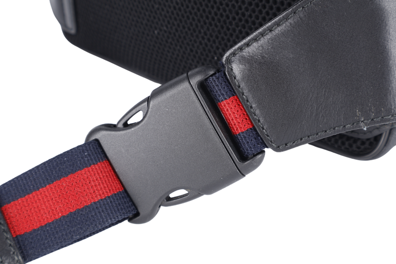 GUCCI 474298 GG SUPREME BELT BAG BLACK CANVAS SILVER HARDWARE WITH DUST COVER AND BOX