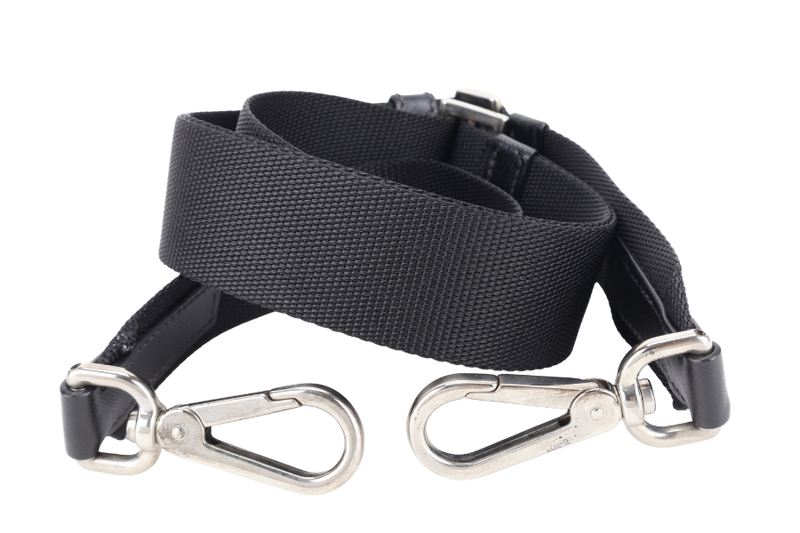 PRADA BLACK NYLON TESSUTO BUSINESS BAG SAFFIANO LEATHER TRIM SILVER HARDWARE WITH SHOULDER STRAP NO DUST COVER