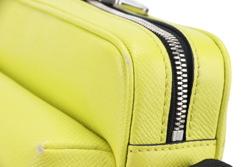 LOUIS VUITTON MONOGRAM TAIGARAMA OUTDOOR NEON YELLOW WITH STRAPS, DUST COVER AND BOX