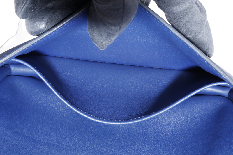 HERMES CONSTANCE ELAN STAMP T (YEAR 2015) BLUE SAPPHIRE SWIFT LEATHER SILVER HARDWARE WITH DUST COVER