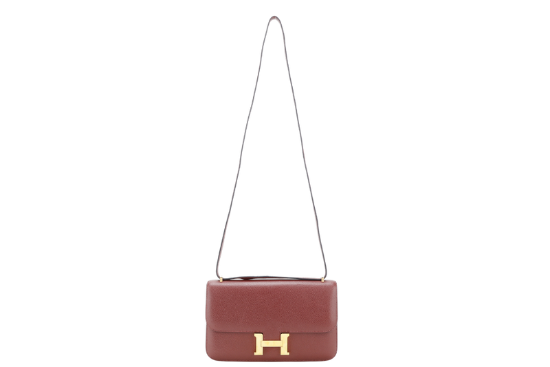 HERMES CONSTANCE ELAN ROUGE H STAMP R (YEAR 2014) EPSOM LEATHER GOLD HARDWARE WITH DUST COVER