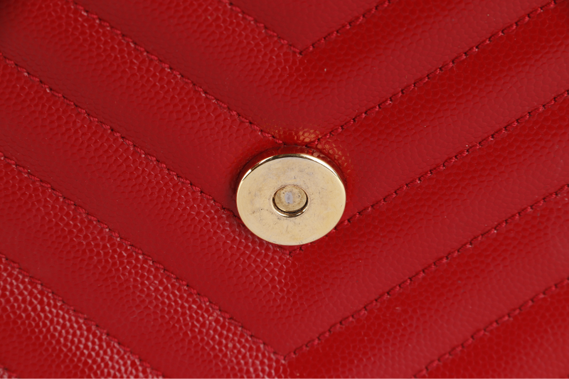 YVES SAINT LAURENT (YSL) LARGE ENVELOPE BAG RED CHEVRON QUILTED LEATHER GOLD HARDWARE NO DUST COVER