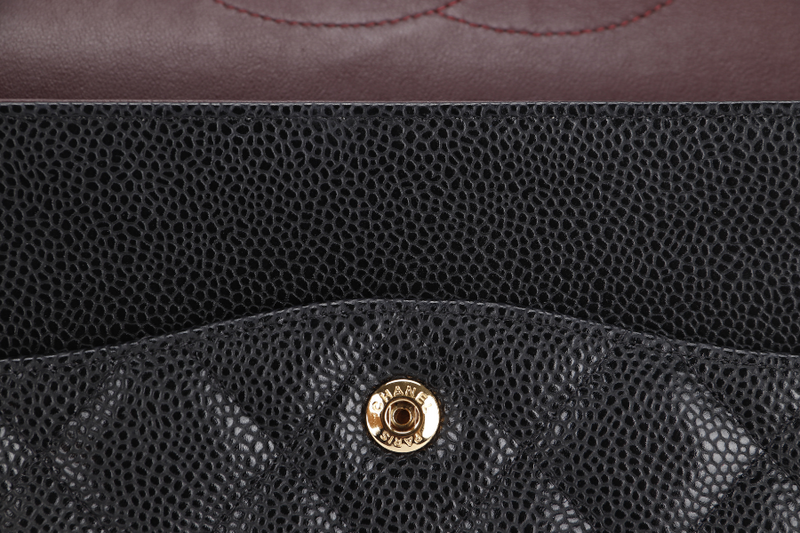 CHANEL CLASSIC DOUBLE FLAP MAXI (1723xxxx) BLACK CAVIAR LEATHER GOLD HARDWARE WITH DUST COVER