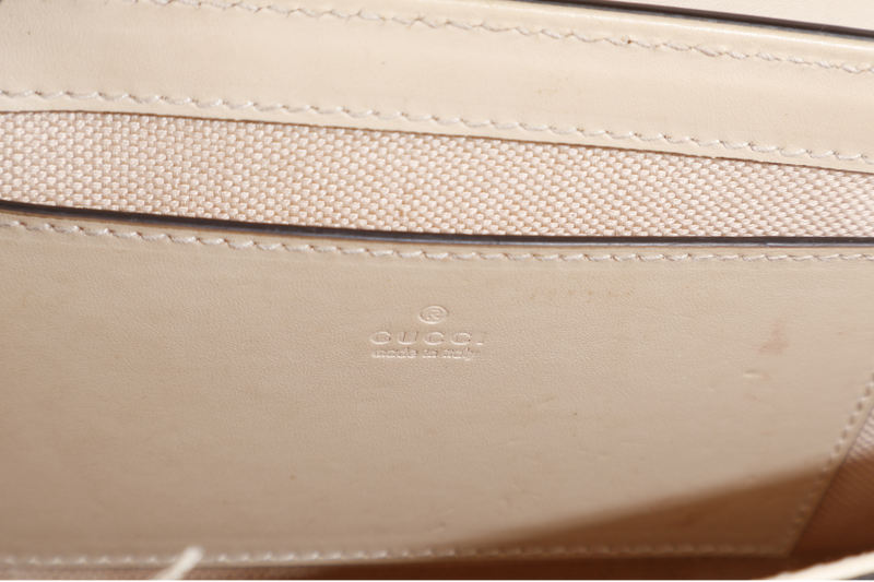 GUCCI GG SUPER MINI BEIGE LEATHER GOLD HARDWARE WITH DUST COVER AND BOX