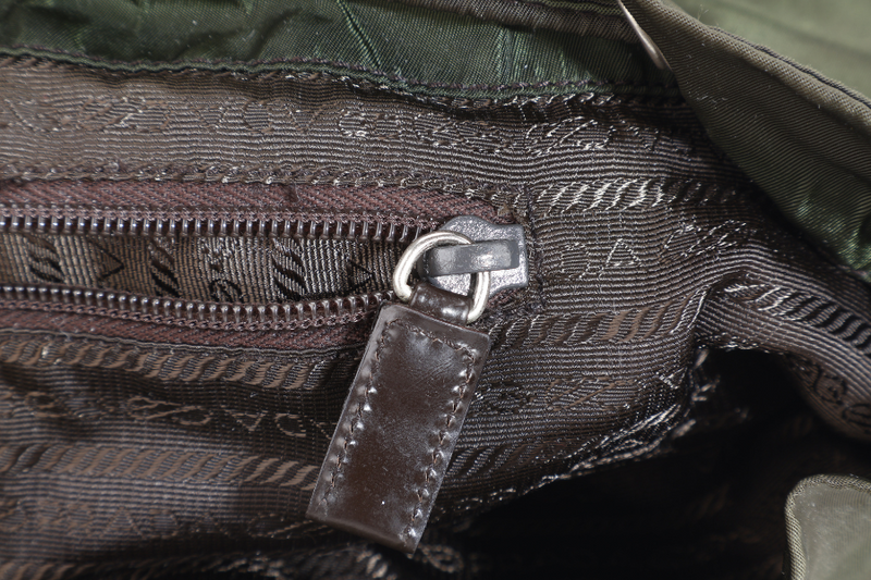 PRADA B2811 GREEN VELA NYLON BACKPACK WITH SILVER HARDWARE WITH CARD NO DUST COVER