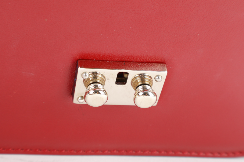 VALENTINO GARAVANI GLAM LOCK ROCKSTUD RED LEATHER GOLD HARDWARE WITH DUST COVER