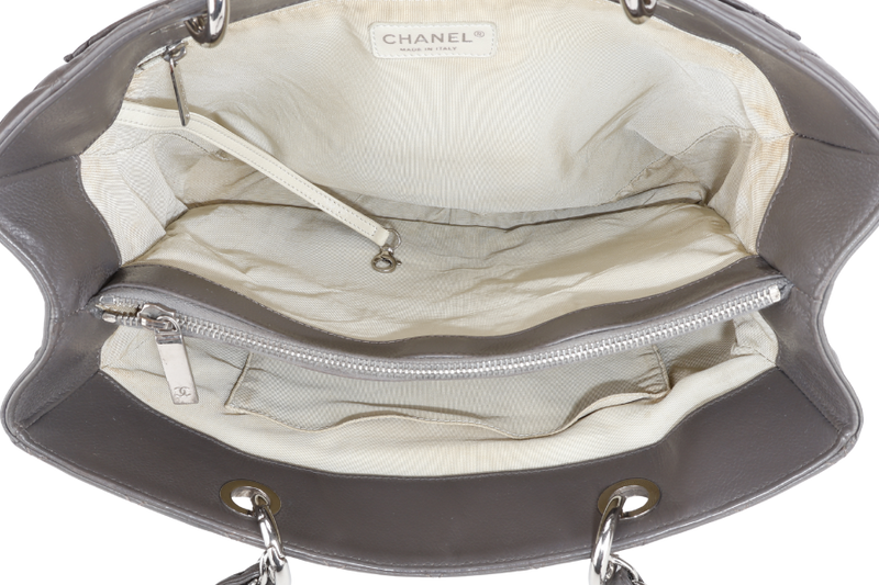 CHANEL GRAND SHOPPING TOTE (1503xxxx) GREY CAVIAR LEATHER SILVER HARDWARE WITH CARD NO DUST COVER