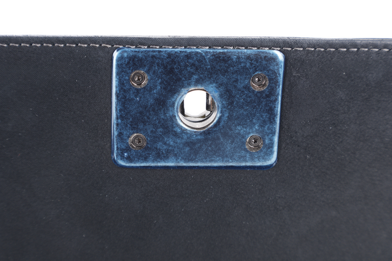 CHANEL LE BOY (2111xxxx) NEW MEDIUM BLACK LAMBSKIN RUTHENIUM HARDWARE WITH CARD AND DUST COVER
