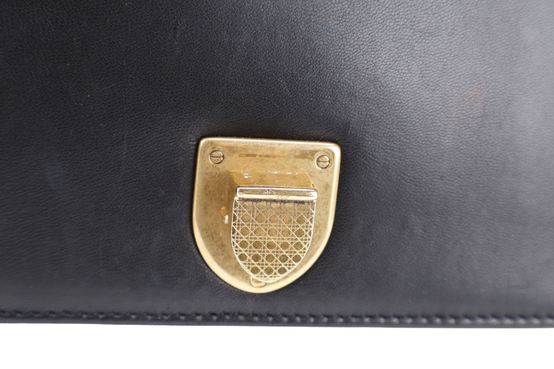 CHRISTIAN DIOR DIORAMA STUDDED BLACK LAMBSKIN GOLD HARDWARE (09-BO-0197) WITH DUST COVER AND CARD