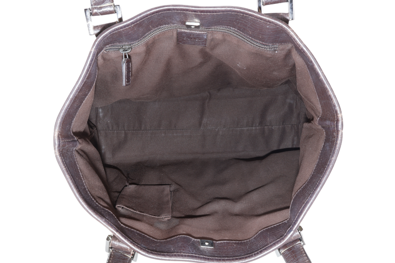 GUCCI TOTE BAG BROWN CANVAS SILVER HARDWARE NO DUST COVER