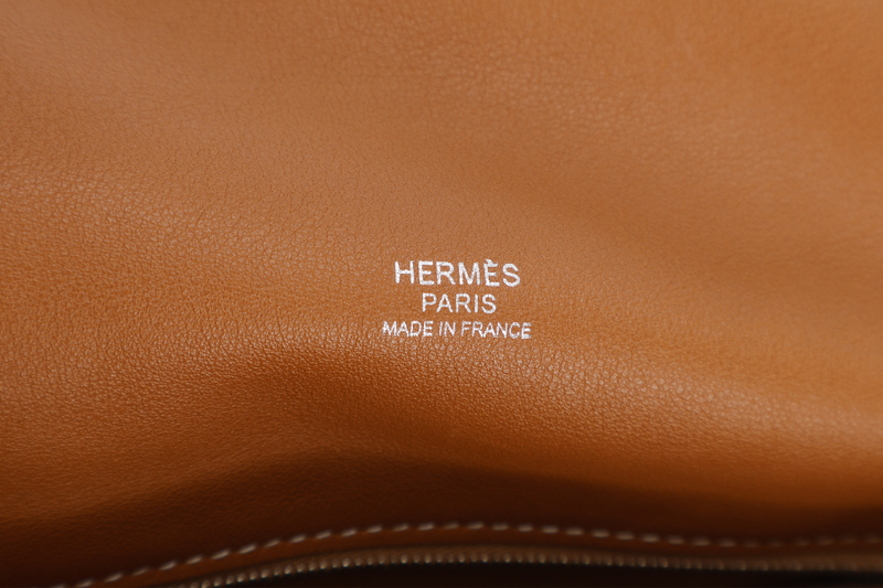 HERMES BARDA MESSENGER BAG 35 BROWN SWIFT LEATHER SILVER HARDWARE STAMP P SQUARE (YEAR 2012) WITH STRAPS