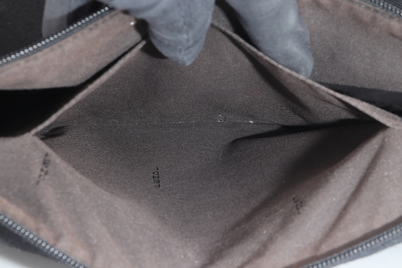 FENDI ZUCCA MESSENGER BAG BLACK CANVAS SILVER HARDWARE WITH DUST COVER