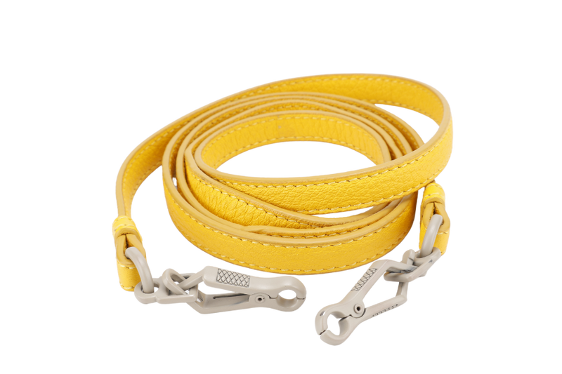 BOTTEGA VENETA VIVO CERVO INTRECCIATO BAG YELLOW LEATHER WITH GREY ANCHOR LINKS WITH LEATHER STRAPS AND DUST COVER