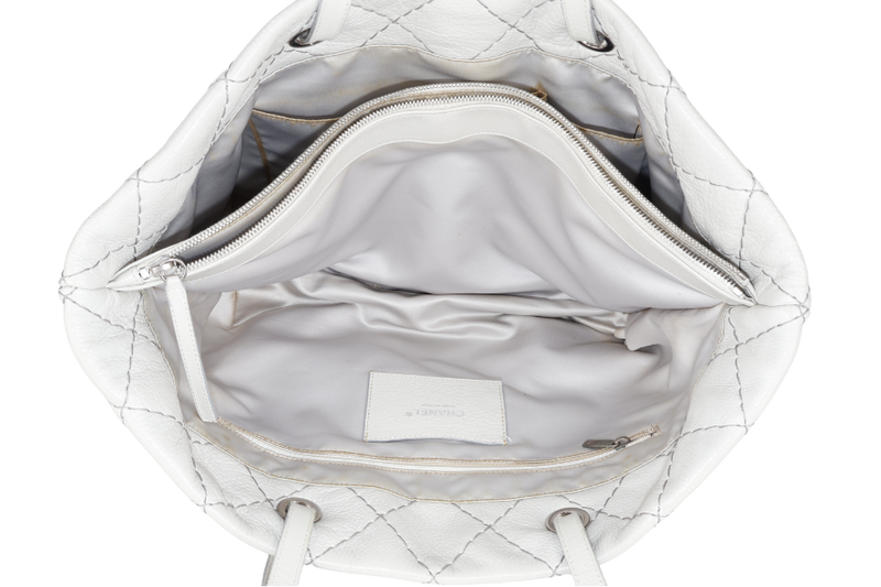 CHANEL ON THE ROAD TOTE BAG SHOULDER QUILTED LEATHER GREY (1333xxxx) SILVER HARDWARE NO DUST COVER