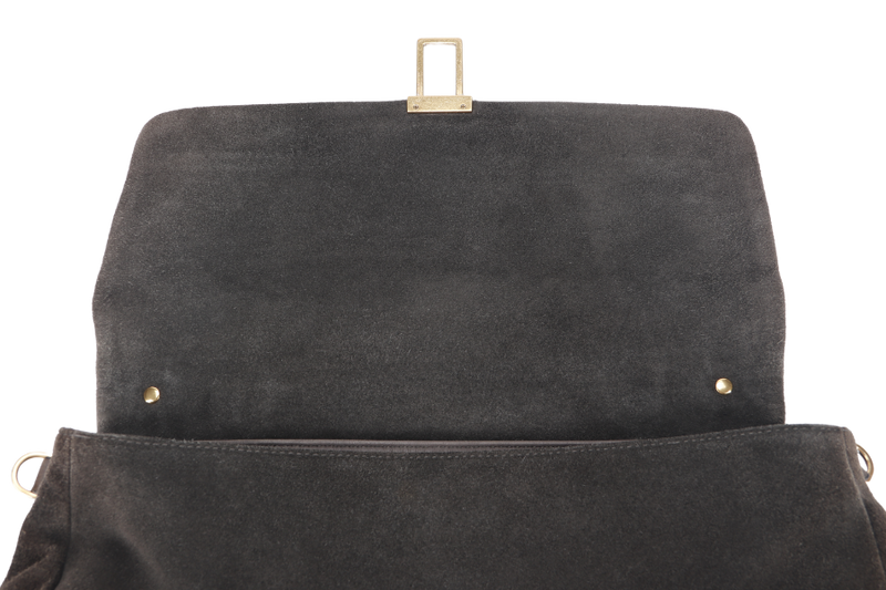 COCCINELLE GRAY COLOR SUEDE 2 WAY USE BAG WITH DUST COVER