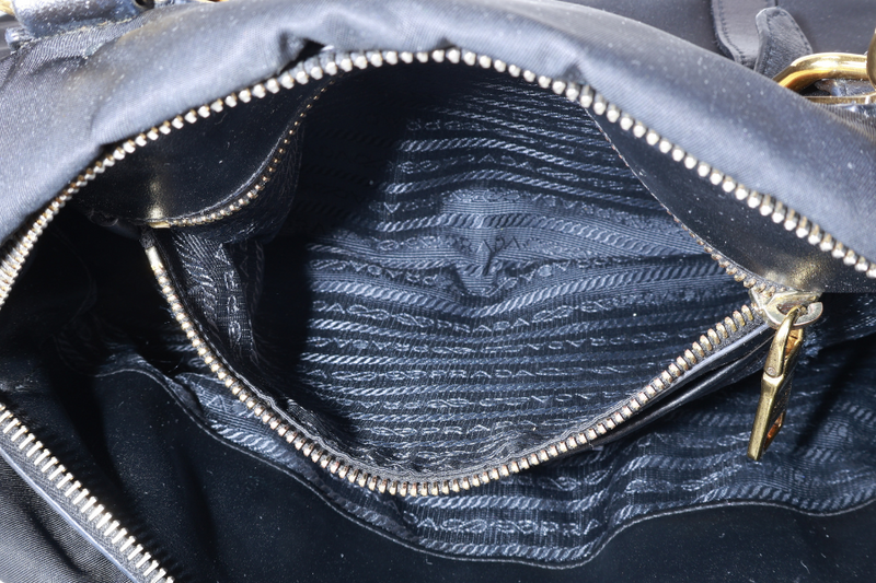 PRADA BN1903 TOP HANDLE BLACK NYLON GOLD HARDWARE NO DUST COVER