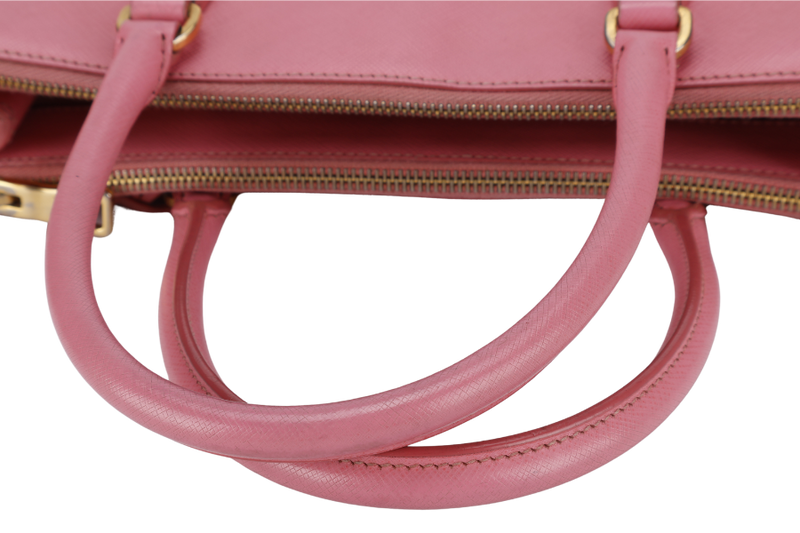 PRADA BN1801 SAFFIANO LUX SMALL PINK LEATHER GOLD HARDWARE WITH LONG STRAPS NO DUST COVER