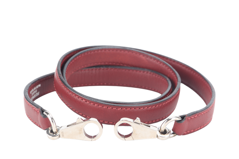 HERMES KELLY 32 WAFFLE SELLIER STAMP G (YEAR 2003) ROUGE H EVERCALF LEATHER SILVER HARDWARE WITH STRAPS, DUST COVER (NO KEYS & LOCK)