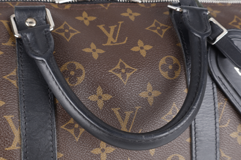 LOUIS VUITTON M56711 KEEPALL BANDOULIERE 55 MONOGRAM CANVAS SILVER HARDWARE (INITIALS NAME _ E.C.A) WITH STRAPS