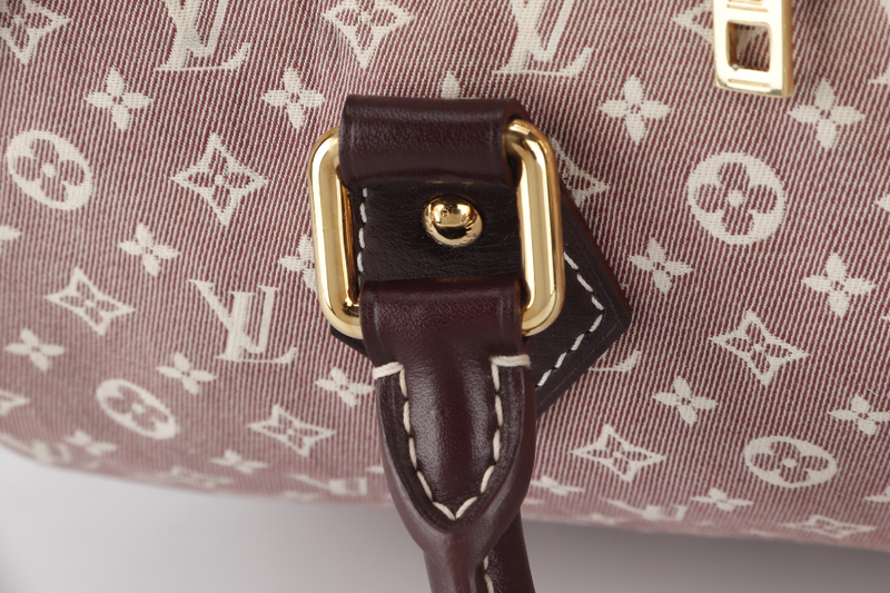 LOUIS VUITTON SPEEDY BANDOULIERE 30 (MB3140) MINI LIN CANVAS GOLD HARDWARE WITH STRAP AND DUST COVER