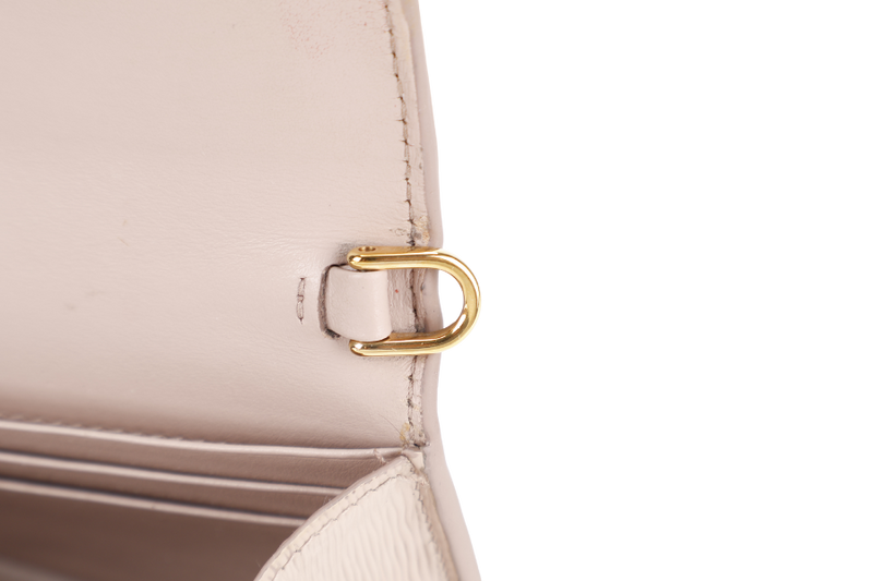 PRADA BANDOLIERA TRIANGLE LOGO HANDBAG MINI BEIGE LEATHER GOLD HARDWARE WITH DUST COVER AND BOX