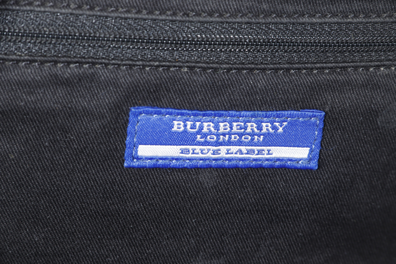 BURBERRY NOVA CHECK BLUE LABEL BLACK NYLON SILVER HARDWARE WITH STRAP