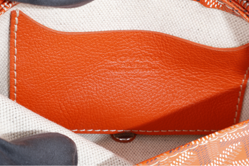 GOYARD GOYARDINE PLUMET ORANGE CANVAS SLING BAG SILVER HARDWARE NO DUST COVER