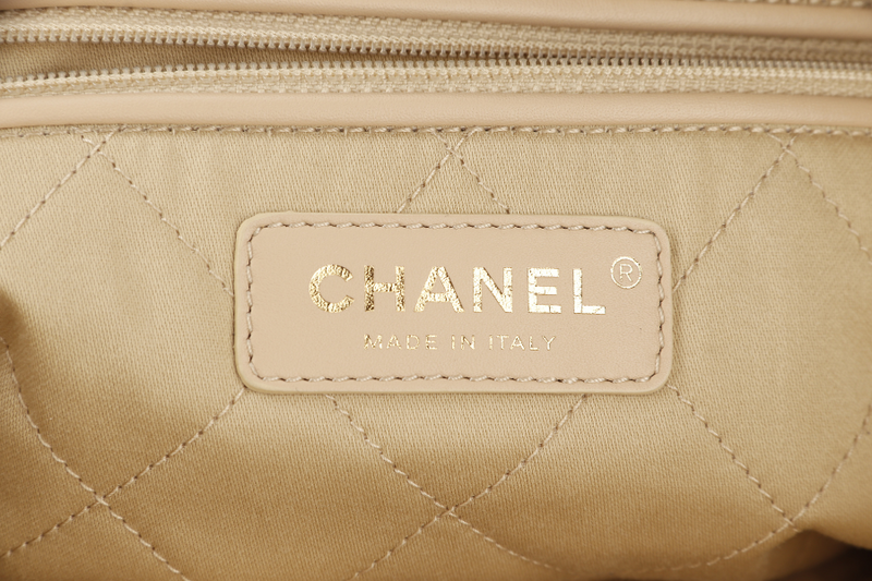 CHANEL 22 REGULAR BEIGE COLOR MICROCHIP (ALEPxxxx) GOLD HARDWARE WITH DUST COVER AND BOX