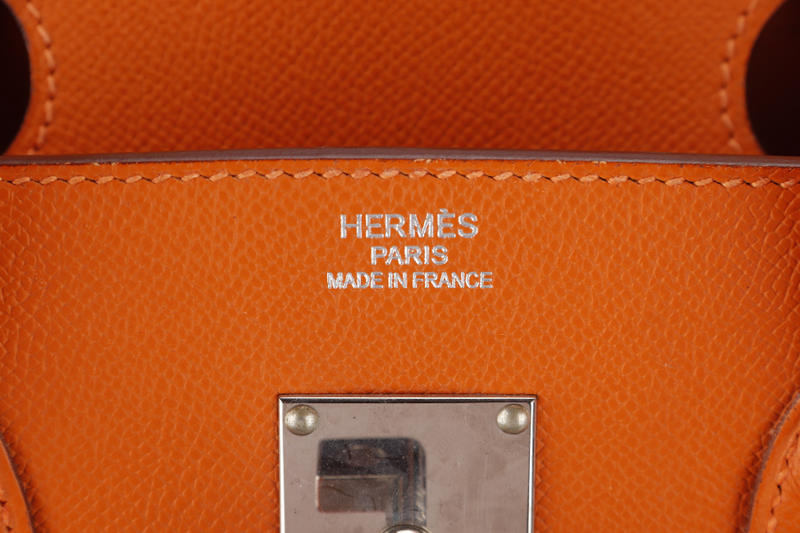 HERMES HAC 40CM FEU COLOR EPSOM LEATHER PALLADIUM HARDWARE STAMP L SQUARE (2008) WITH KEYS LOCK NO DUST COVER