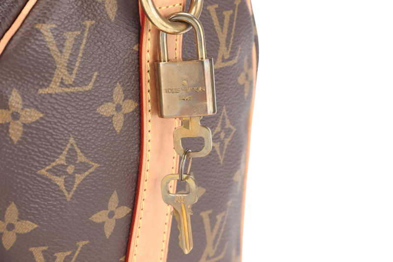 LOUIS VUITTON M46997 SPEEDY BANDOULIERE 25 MONOGRAM COATED CANVAS GOLD HARDWARE WITH PADLOCK AND KEYS NO DUST COVER