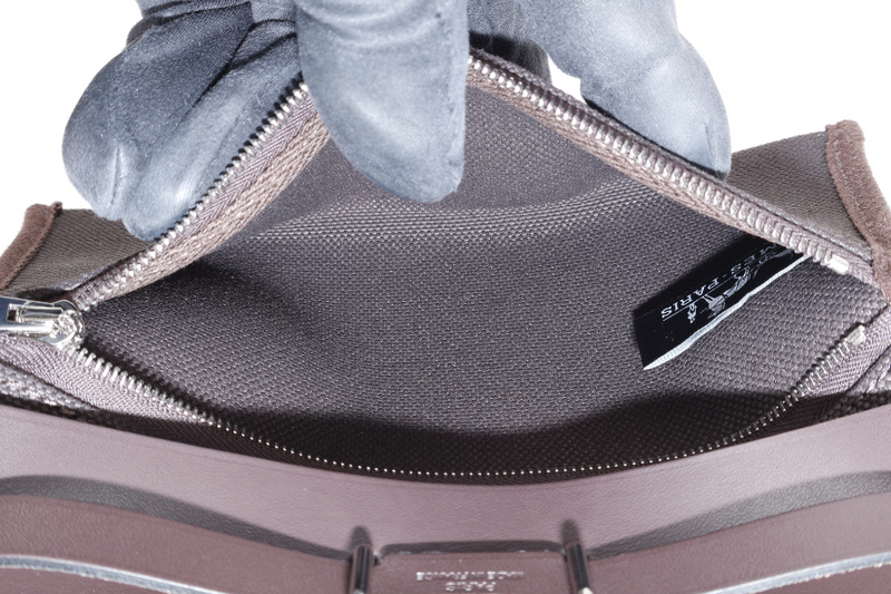 HERMES MINI HERBAG STAMP W (YEAR 2024) EBENE TOILE SILVER HARDWARE WITH DUST COVER