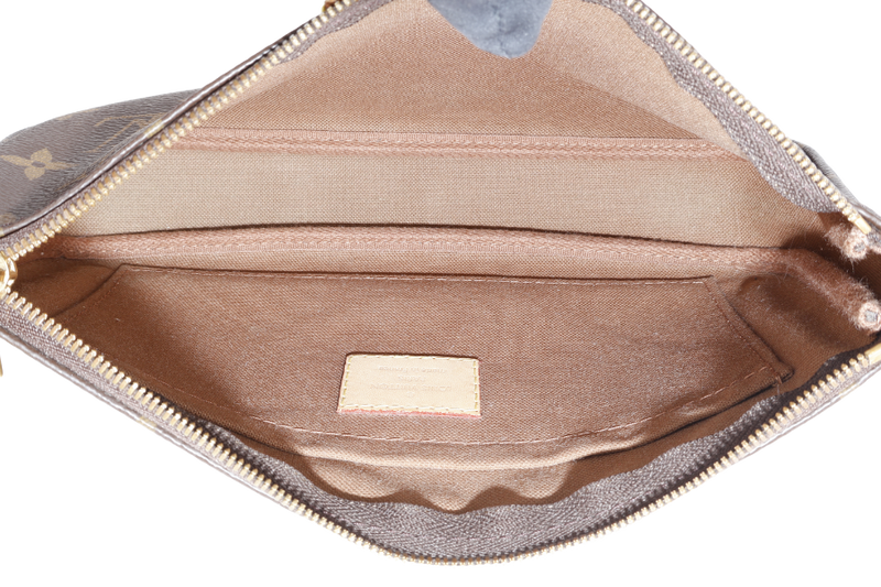 LOUIS VUITTON MULTI POCHETTE ACCESSORIES MONOGRAM CANVAS GOLD HARDWARE WITH PINK STRAPS AND DUST COVER